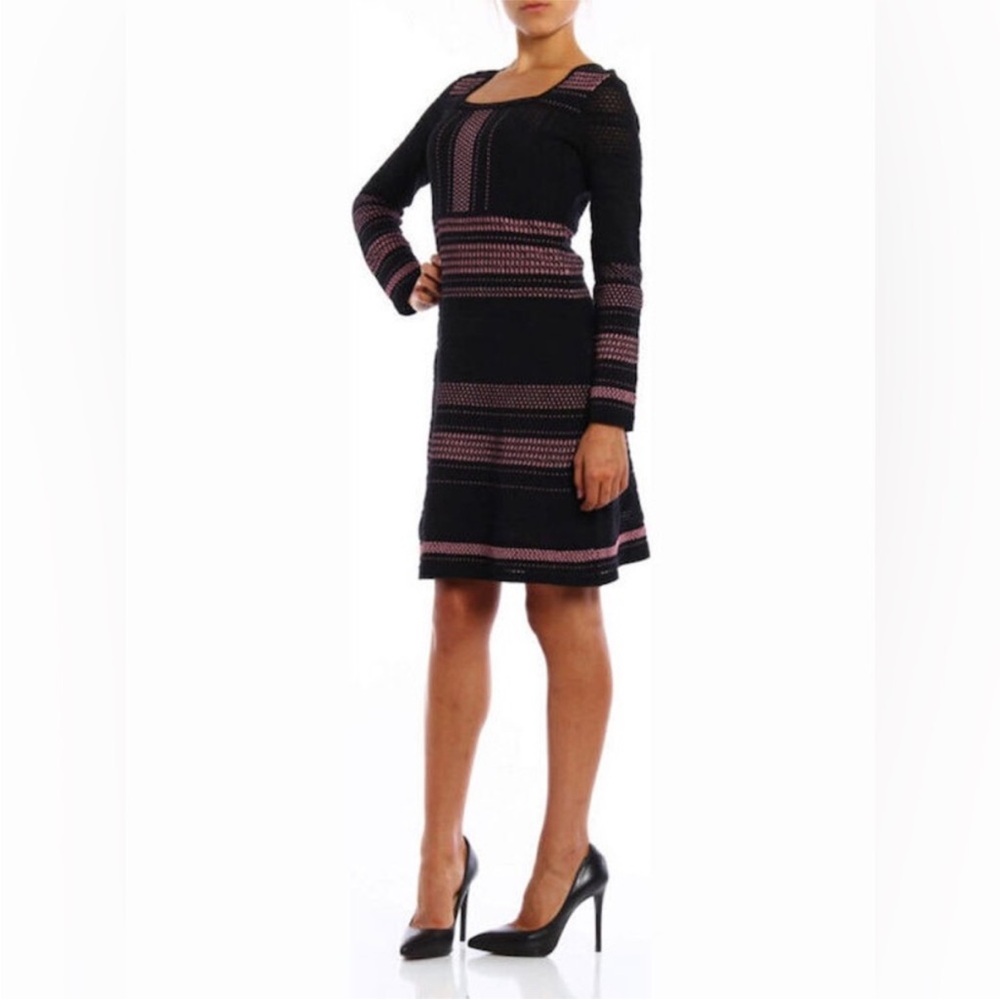 Valentino by Missoni Elegant Black and Pink Striped Dress Size 40 (US M, 8)